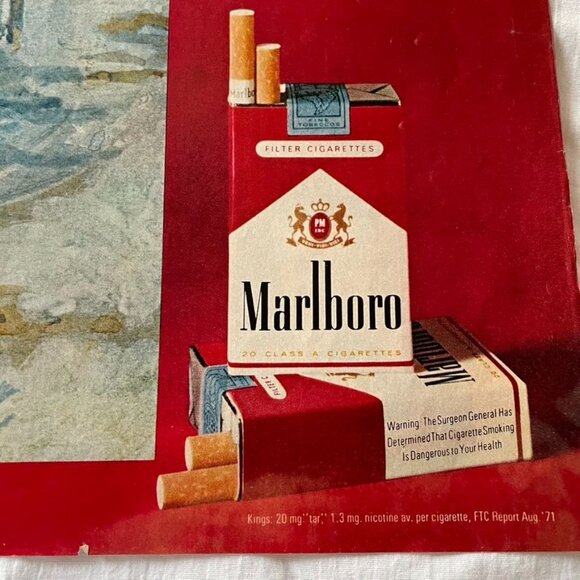 1971 Marlboro Cigarette Tobacco Ad Print Ad Full Page Christmas Scene u Cowboy H - Picture 2 of 5
